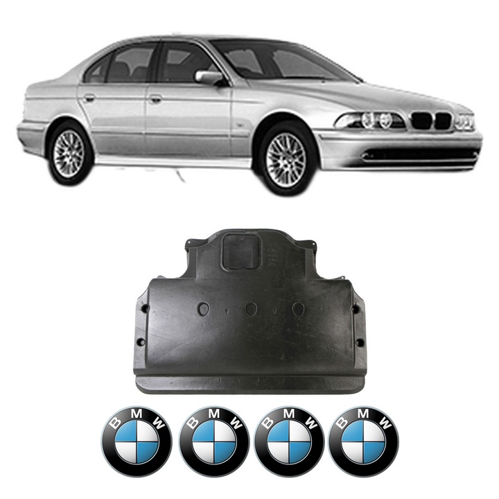 Scut motor BMW Seria 5 (E39) din 1995-2003, protectie auto, plastic, 4x Stickere auto cu BMW