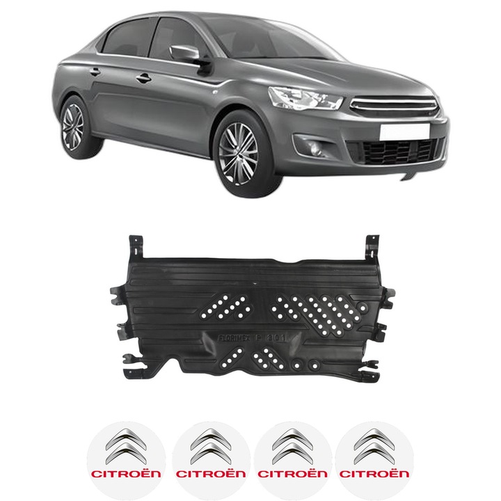 Scut motor CITROEN C-ELYSEE (DD_) din 2012-2017, protectie auto, plastic, 4x Stickere auto cu CITROEN