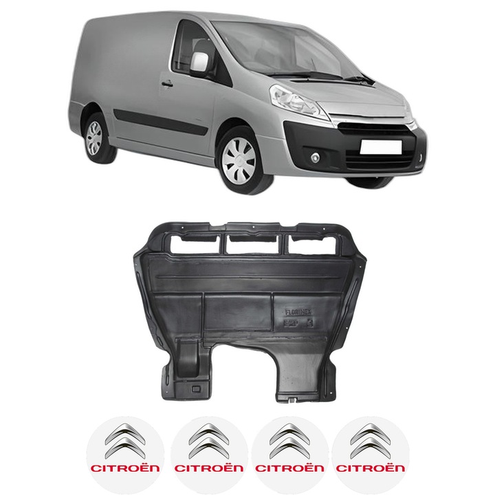 Scut motor CITROEN JUMPY II Van din 2007-2012, protectie auto, plastic, 4x Stickere auto cu CITROEN