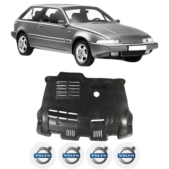 Scut motor VOLVO 480 (482) din 1986-1996, protectie auto, plastic, 4x Stickere auto cu VOLVO