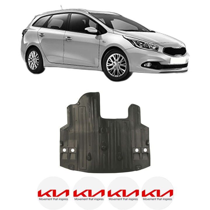 Scut motor KIA CEE'D Sportswagon (JD) din 2012-2018, protectie auto, plastic, 4x Stickere auto cu KIA
