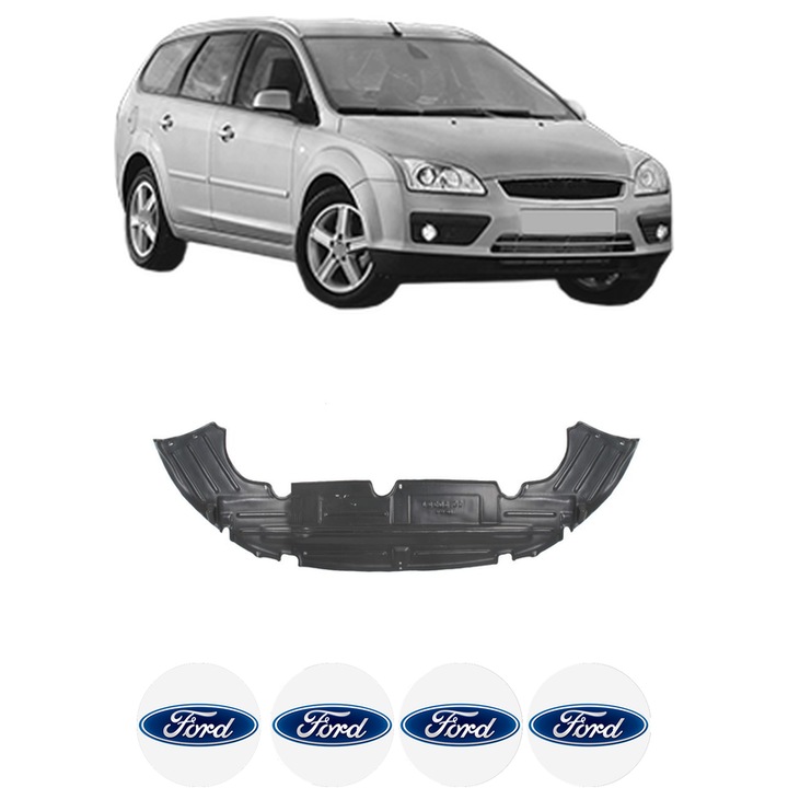 Scut motor FORD FOCUS II Turnier (DA_, FFS, DS) din 2004-2012, protectie auto, plastic, 4x Stickere auto cu FORD