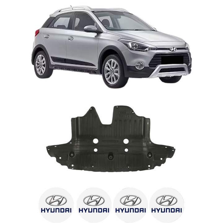 Scut motor HYUNDAI i20 ACTIVE (IB, GB) din 2015-2018, protectie auto, plastic, 4x Stickere auto cu HYUNDAI