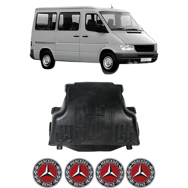 Scut motor MERCEDES-BENZ SPRINTER 2-t Bus (B901, B902) din 1995-2006, protectie auto, plastic, 4x Stickere auto cu MERCEDES-BENZ