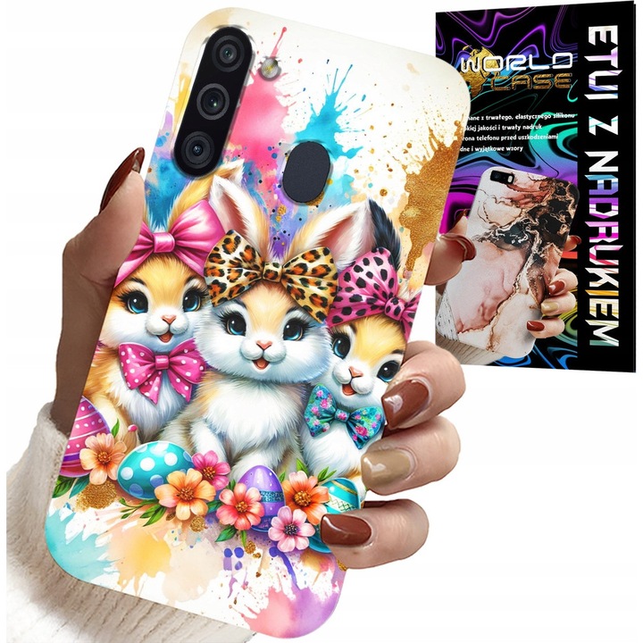 Husa pentru telefon, World Case, iepure, Crăciun, multicolor, pentru Samsung Galaxy A21