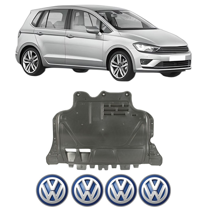 Scut motor Volkswagen GOLF SPORTSVAN VII (AM1, AN1) din 2015-2020, protectie auto, plastic, 4x Stickere auto cu Volkswagen