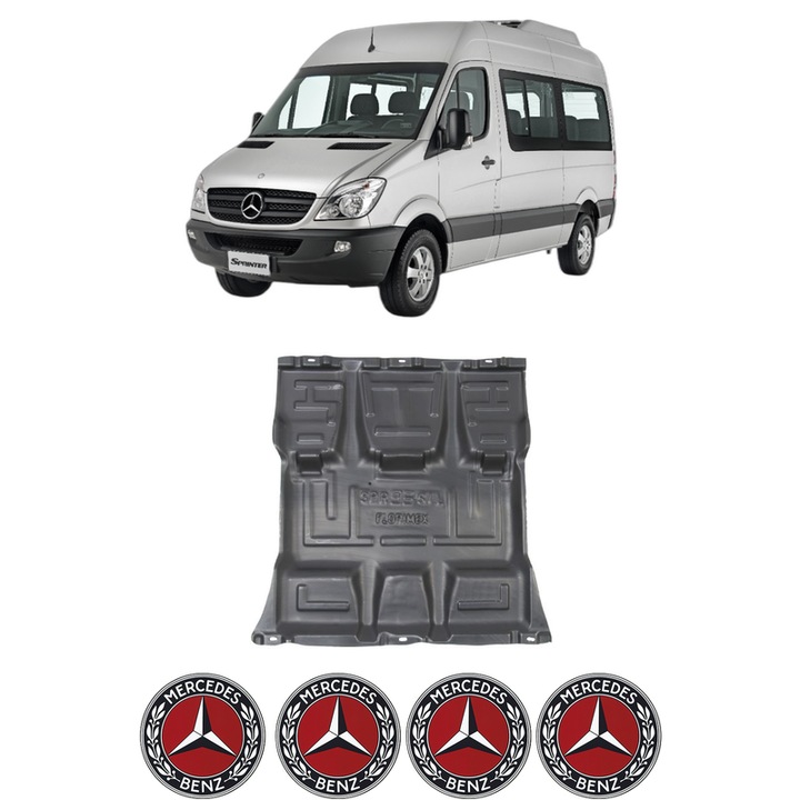 Scut motor MERCEDES-BENZ SPRINTER 3, 5-t Bus (B906) din 2006-2018, protectie auto, plastic, 4x Stickere auto cu MERCEDES-BENZ