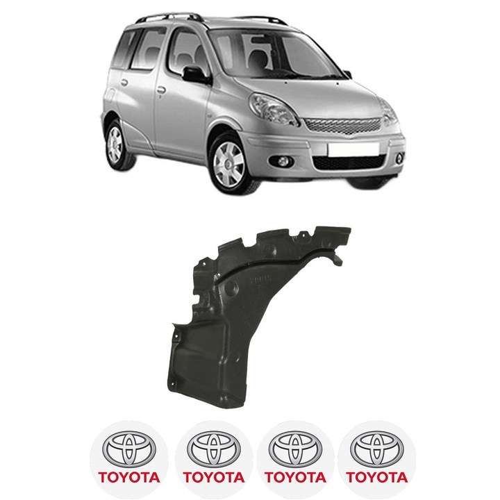 Scut motor TOYOTA YARIS VERSO (_P2_) din 1999-2005, protectie auto, plastic, 4x Stickere auto cu TOYOTA