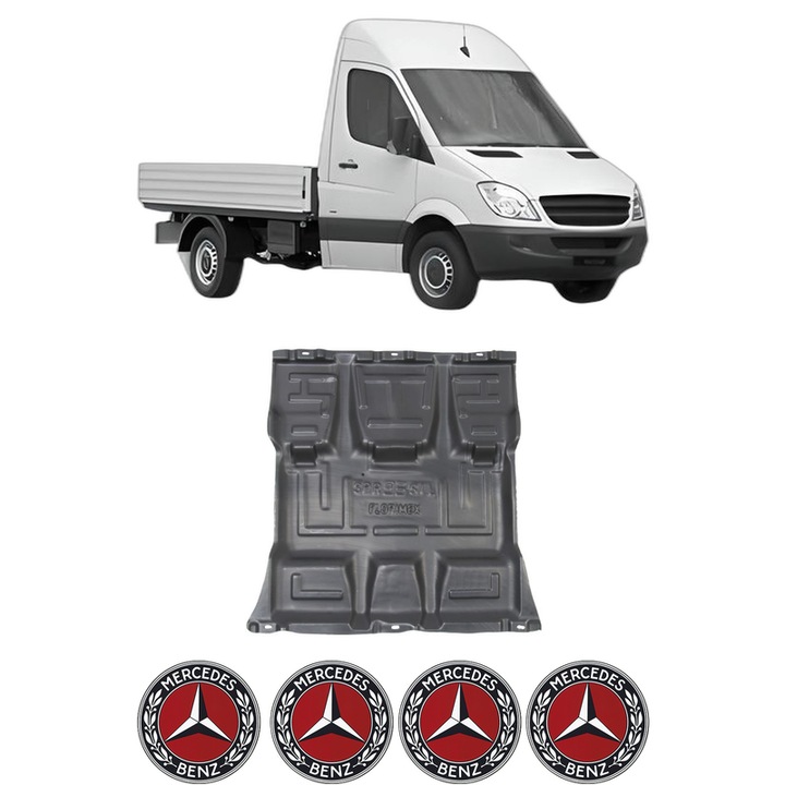 Scut motor MERCEDES-BENZ SPRINTER 3, 5-t Platform/Chassis (B906) din 2006-2018, protectie auto, plastic, 4x Stickere auto cu MERCEDES-BENZ
