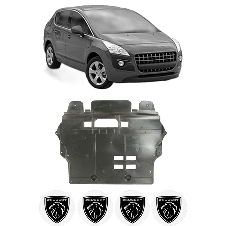 Scut motor PEUGEOT 3008 Van (0U_) din 2009-2016, protectie auto, plastic, 4x Stickere auto cu PEUGEOT