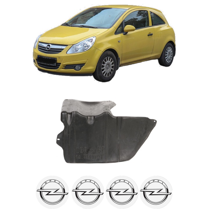 Scut motor OPEL CORSA D Hatchback Van (S07) din 2006-2014, protectie auto, plastic, 4x Stickere auto cu OPEL