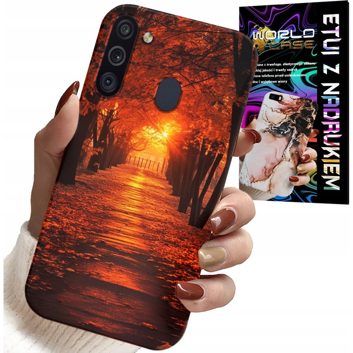 Samsung Galaxy A21 telefontok, World Case, levélmintás, szilikon