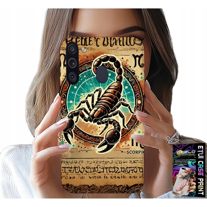 Samsung Galaxy A21 telefontok, World Case, Skorpió csillagjegy, szilikon, fóliával