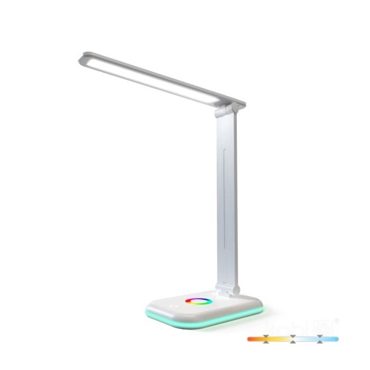 Kobi LED asztali lámpa Noblite RGB, 7W, meleg/semleges/hideg fényű, szabályozható, fehér