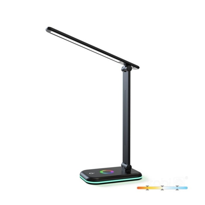 Lampa de birou LED NOBLITE RGB, 7W, lumina calda/neutra/rece, dimabila, neagra, Kobi