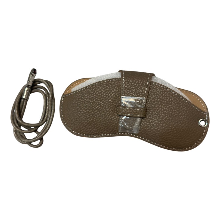 Toc pentru Ochelari Neo™ din Piele, Design Portabil, cu Snur, 17x8x1cm, Maro Inchis