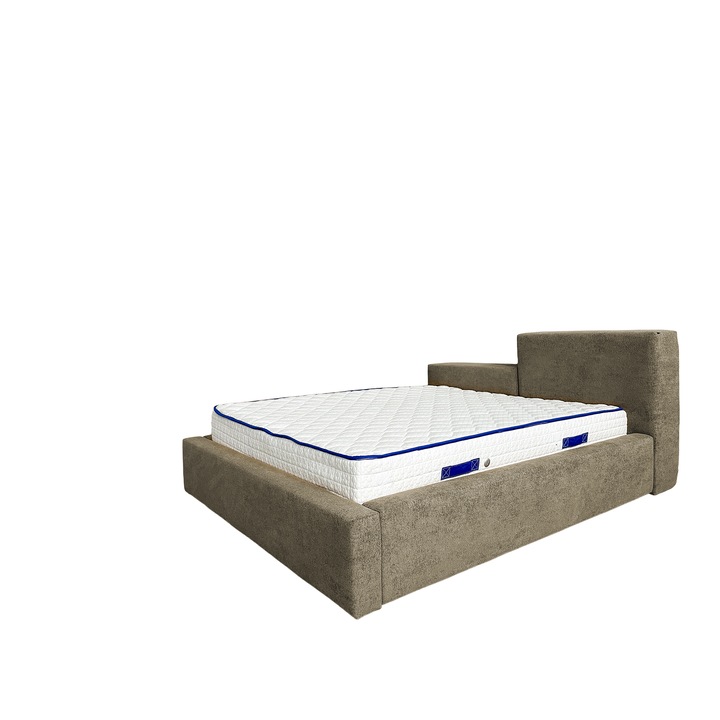 Balance kárpitozott ágy, tárolóval és felnyitható ágyráccsal, krémszínű, 160x200 cm