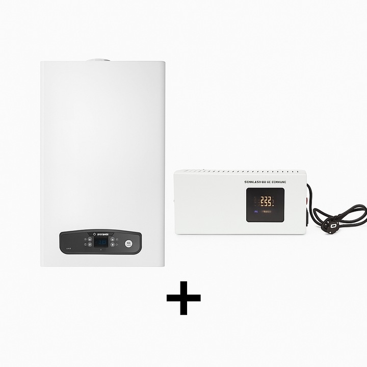 Centrală termică Ariston Cares S 24, 24 kW, schimbător de căldură din inox, display LCD, cu stabilizator tensiune 1000 VA