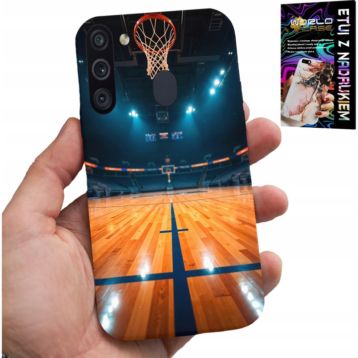 Samsung Galaxy A21 telefontok, World Case, szilikon, NBA kosárlabda nyomtatás, többszínű