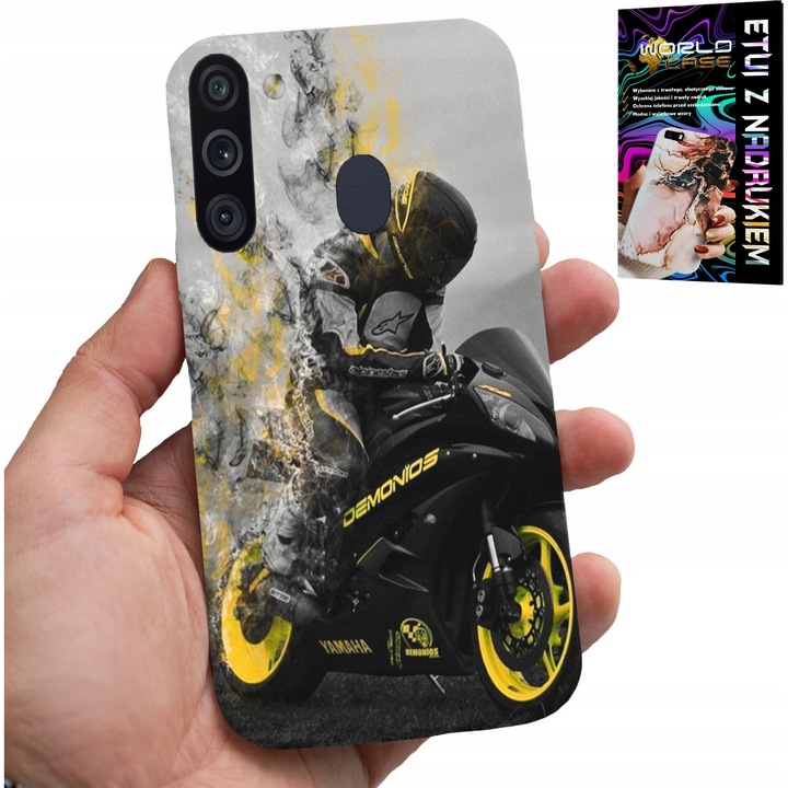 Samsung Galaxy A21 telefontok, World Case, szilikon, motor mintás, többszínű