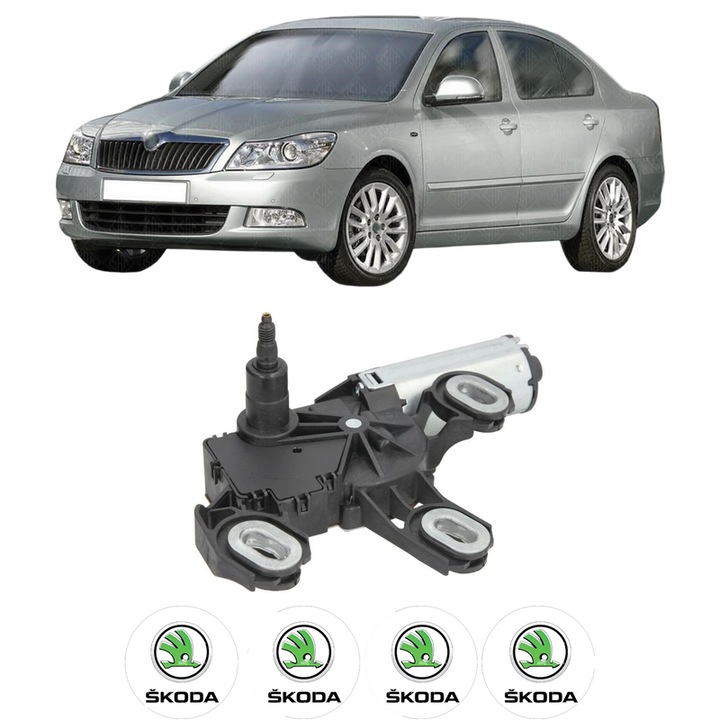 Motor Stergator Spate SKODA OCTAVIA II (1Z3) din 2004-2013, auto, 4x Stickere auto cu SKODA
