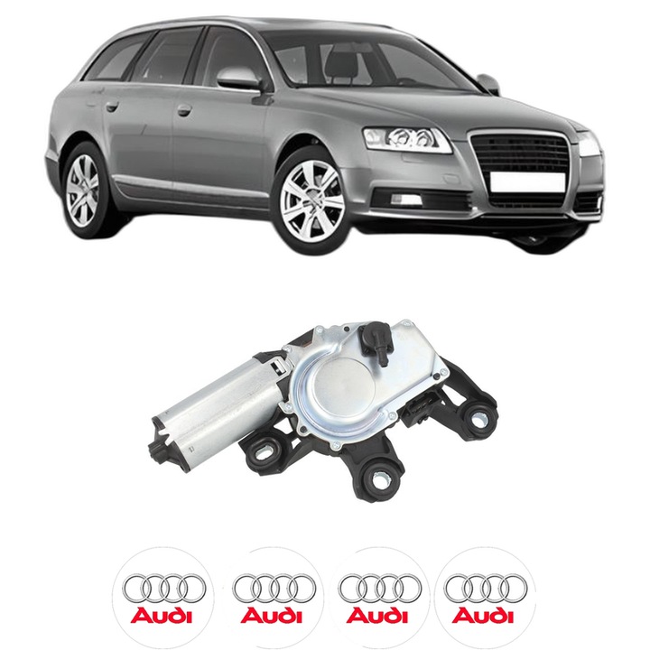 Motor Stergator Spate AUDI A6 C6 Avant (4F5) din 2004-2011, auto, 4x Stickere auto cu AUDI
