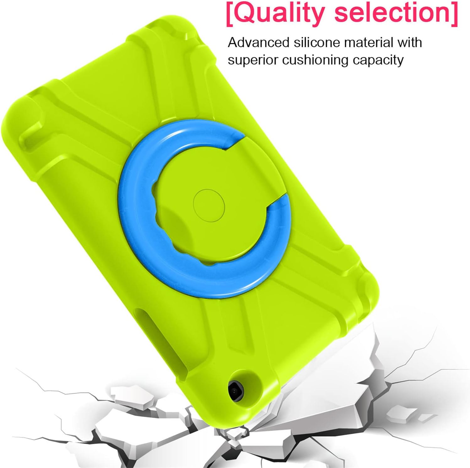 Husa Samsung Galaxy Tab A 8.0" 2019, Antisoc cu Suport Rotativ 360, Verde cu Albastru