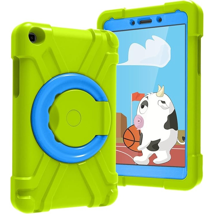 Husa Samsung Galaxy Tab A 8.0" 2019, Antisoc cu Suport Rotativ 360, Verde cu Albastru