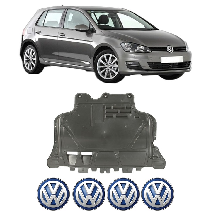 Scut motor Volkswagen GOLF VII (5G1, BQ1, BE1, BE2) din 2012-2021, protectie auto, plastic, 4x Stickere auto cu Volkswagen