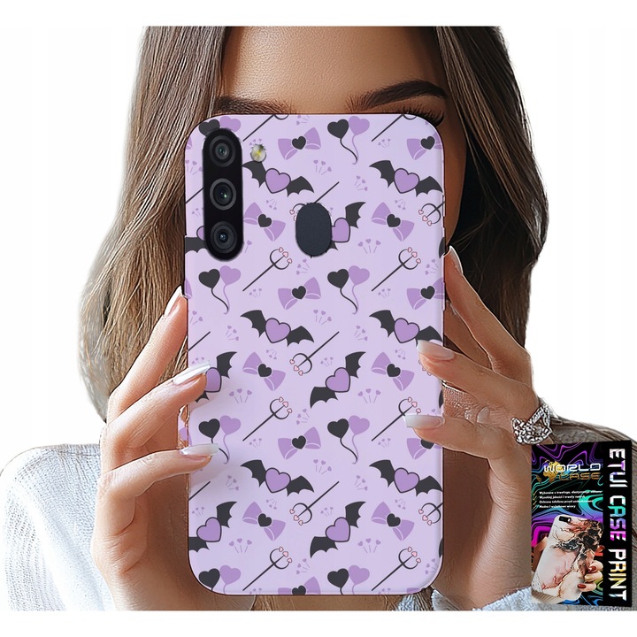 Telefontok, World Case, Samsung Galaxy A21, szíves mintával, 0,2 cm, szilikon