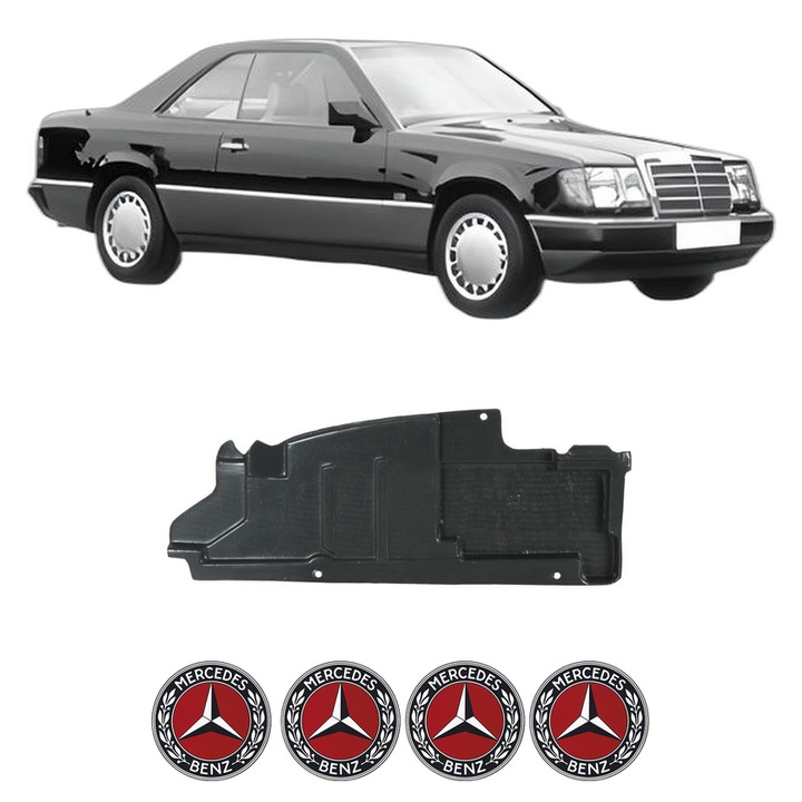 Scut motor MERCEDES-BENZ 124 Coupe (C124) din 1996-2003, protectie auto, plastic, 4x Stickere auto cu MERCEDES-BENZ