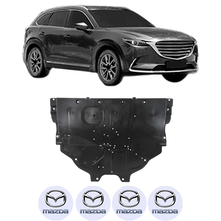 Scut motor MAZDA CX-9 (TC) din 2003-2009, protectie auto, plastic, 4x Stickere auto cu MAZDA