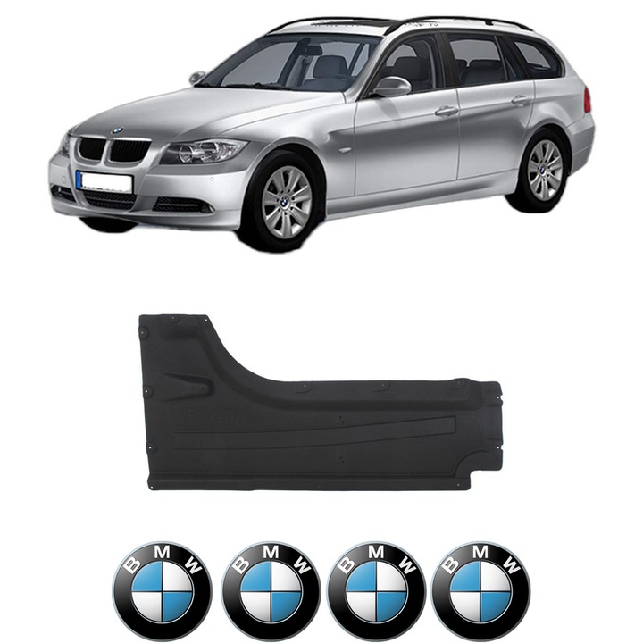Scut motor BMW Seria 3 Touring (E91) din 2004-2012, protectie auto, plastic, 4x Stickere auto cu BMW