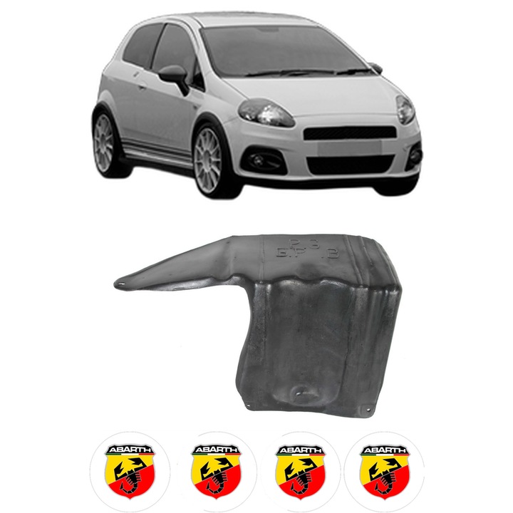Scut motor ABARTH GRANDE PUNTO din 1993-2000, protectie auto, plastic, 4x Stickere auto cu ABARTH
