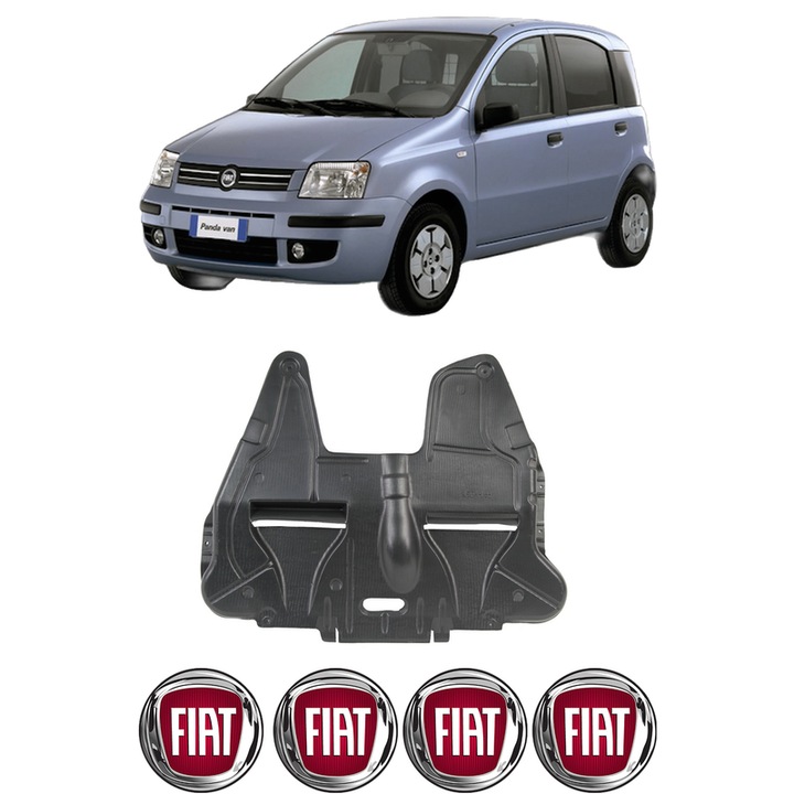 Scut motor FIAT PANDA (169_) din 2003-2013, protectie auto, plastic, 4x Stickere auto cu FIAT