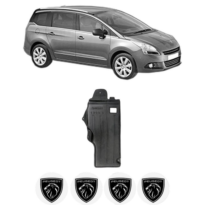 Scut motor PEUGEOT 5008 (0U_, 0E_) din 2009-2017, protectie auto, plastic, 4x Stickere auto cu PEUGEOT