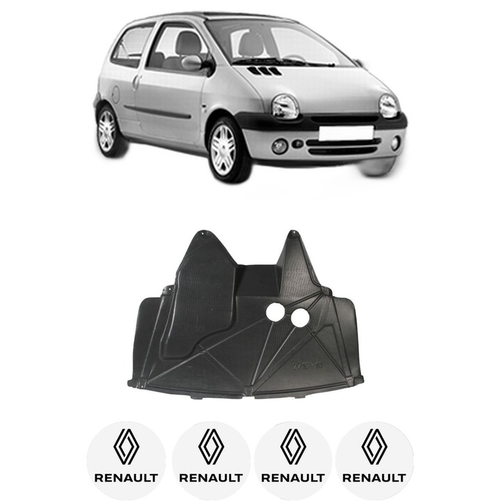 Scut motor RENAULT TWINGO I (C06_) din 1993-2007, protectie auto, plastic, 4x Stickere auto cu RENAULT