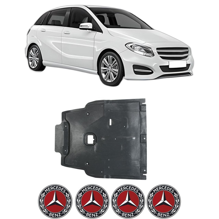 Scut motor MERCEDES-BENZ B-CLASS Sports Tourer (W246, W242) din 2011-2018, protectie auto, plastic, 4x Stickere auto cu MERCEDES-BENZ