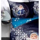 Lenjerie de Pat, Bumbac Satinat, 1 Persoana, 4 Piese, Santa Claus, 155x220cm, Bleumarin-Alb
