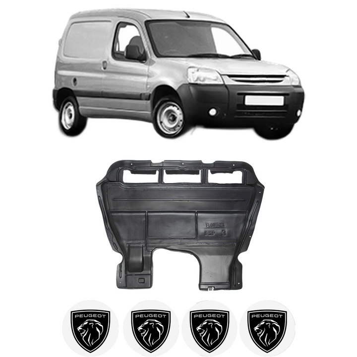 Scut motor PEUGEOT PARTNER Box Body/MPV din 2019-2023, protectie auto, plastic, 4x Stickere auto cu PEUGEOT