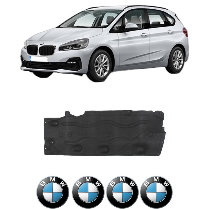 Scut motor BMW Seria 2 Active Tourer Van (F45) din 2013-2021, protectie auto, plastic, 4x Stickere auto cu BMW