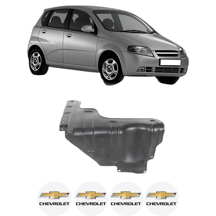 Scut motor CHEVROLET AVEO / KALOS Hatchback (T200) din 2003-2008, protectie auto, plastic, 4x Stickere auto cu CHEVROLET