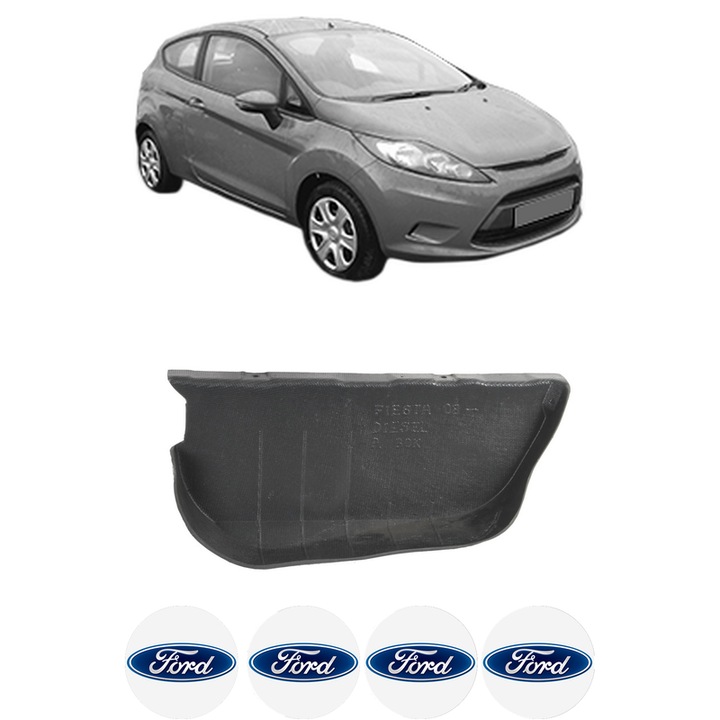 Scut motor FORD FIESTA VI (CB1, CCN) din 2008-2018, protectie auto, plastic, 4x Stickere auto cu FORD