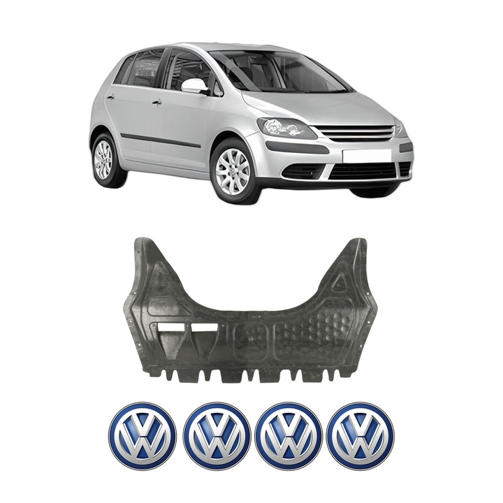 Scut motor Volkswagen GOLF PLUS V (5M1, 521) din 2004-2013, protectie auto, plastic, 4x Stickere auto cu Volkswagen