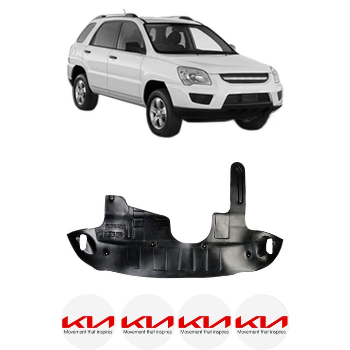 Scut motor KIA SPORTAGE II (JE_, KM_) din 2004-2010, protectie auto, plastic, 4x Stickere auto cu KIA