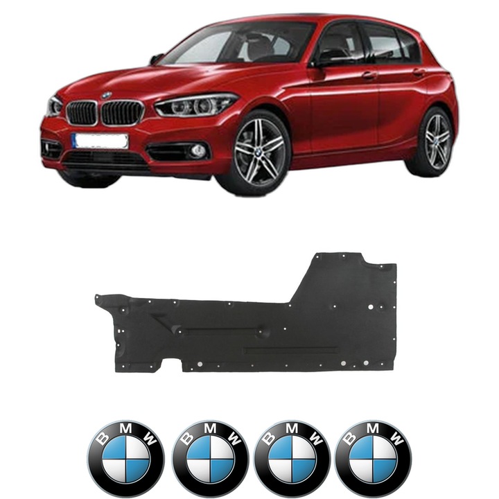 Scut motor BMW Seria 1 (F21) din 2011-2019, protectie auto, plastic, 4x Stickere auto cu BMW