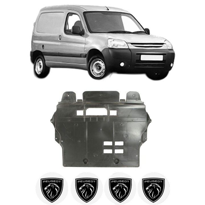 Scut motor PEUGEOT PARTNER Box Body/MPV din 2008-2016, protectie auto, plastic, 4x Stickere auto cu PEUGEOT