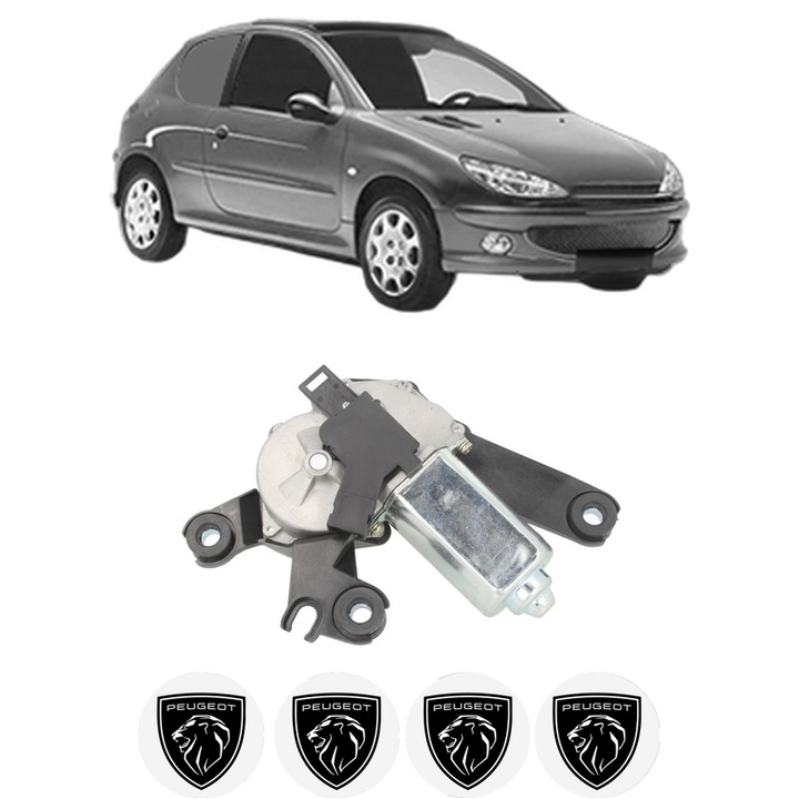 Motor Stergator Spate PEUGEOT 206 Van din 2001-2009, auto, 4x Stickere auto cu PEUGEOT