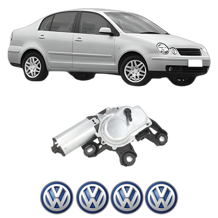 Motor Stergator Spate Volkswagen POLO IV Saloon (9A4, 9A2, 9N2, 9A6) din 2002-2012, auto, 4x Stickere auto cu Volkswagen