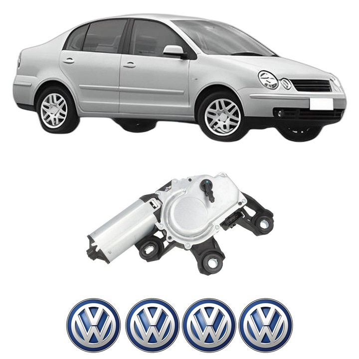 Motor Stergator Spate Volkswagen POLO IV Saloon (9A4, 9A2, 9N2, 9A6) din 2002-2012, auto, 4x Stickere auto cu Volkswagen